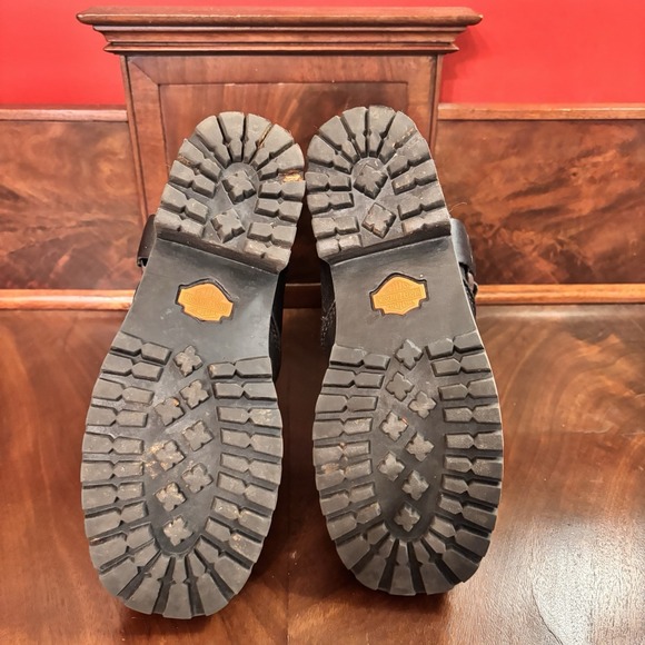 Harley Davidson Women's Black Leather Harness Boots Size 7 Moto Biker Zip - Picture 4 of 9